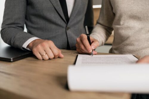 person signing document