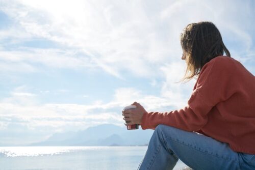 woman sitting alone